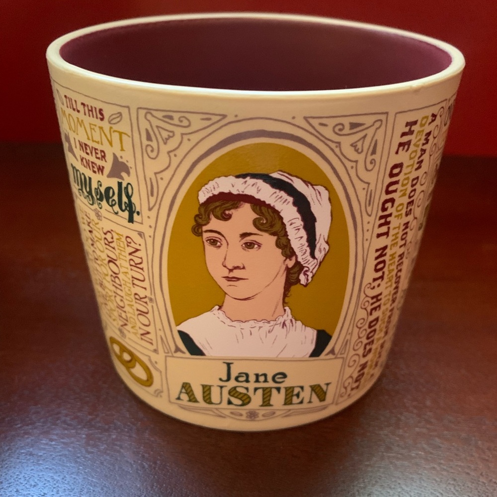 NIB Witty and Colorful Jane Austen Mug with Famous Sentiments and Quotes